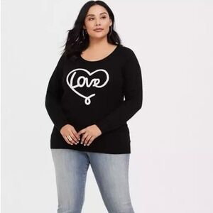 Torrid Black Knit Sweater with Love Design Women's Scoop Neckline Size‎ 3 or 3x